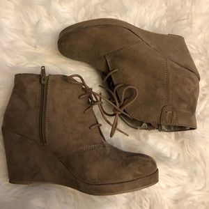 Tan Wedge Booties